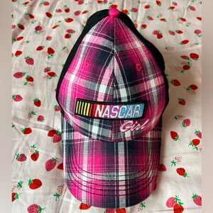 NASCAR Girl Pink Plaid Y2K Baseball Cap Hat